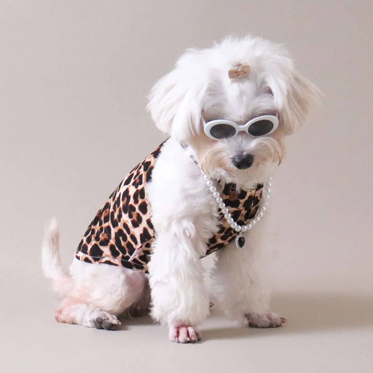 UFBemoヒョウ柄犬のベスト夏のクールな犬のサスペンダー服かわいい柔らかい子犬の衣装ビションチワワ服ペットの服