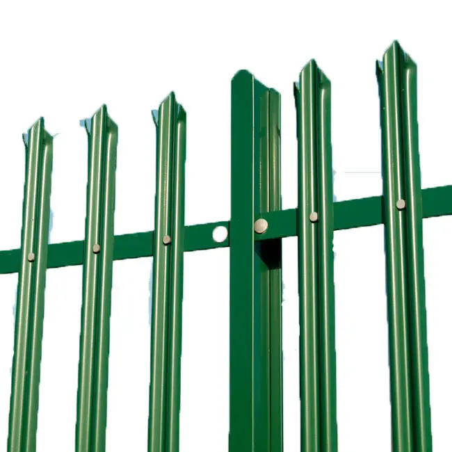 Paneles de valla de empalizada resistentes personalizados, vallas de empalizada superior curvada en forma de W