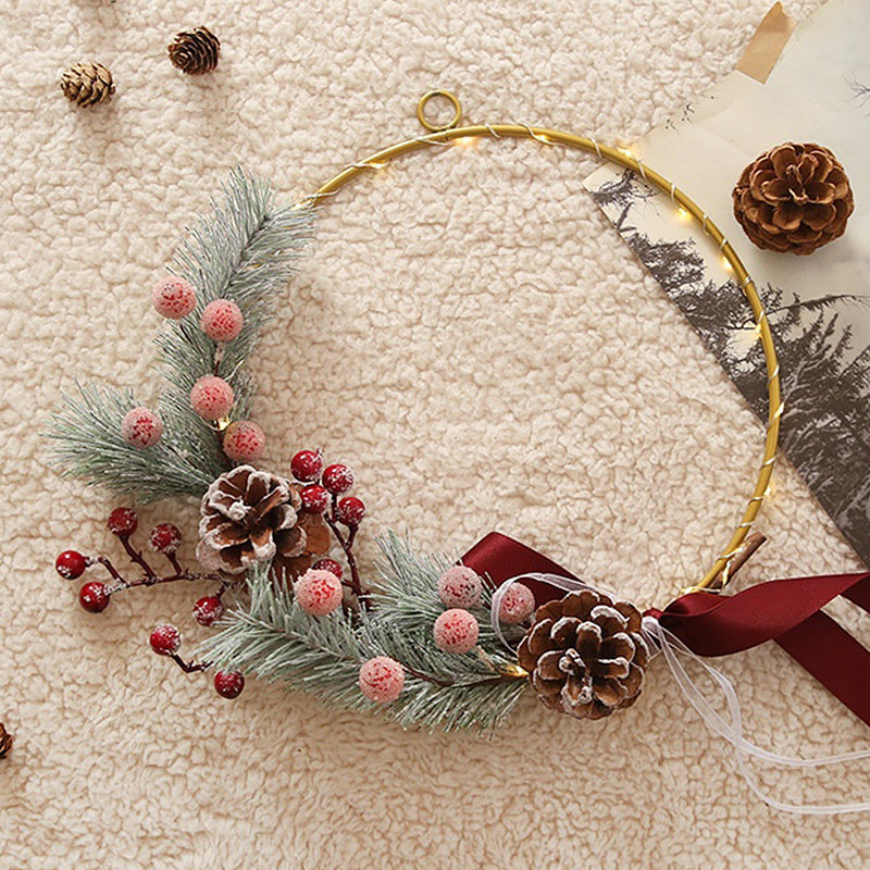 Metal pine cone wreath-with lights