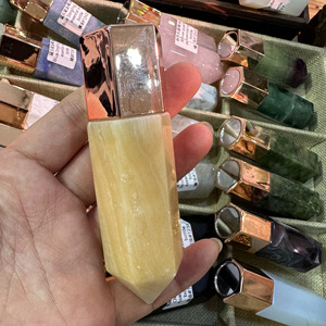 Kadın için doğal gül kuvars yeşim taş altıgen silindir noktası masaj sopası - Product Image 6