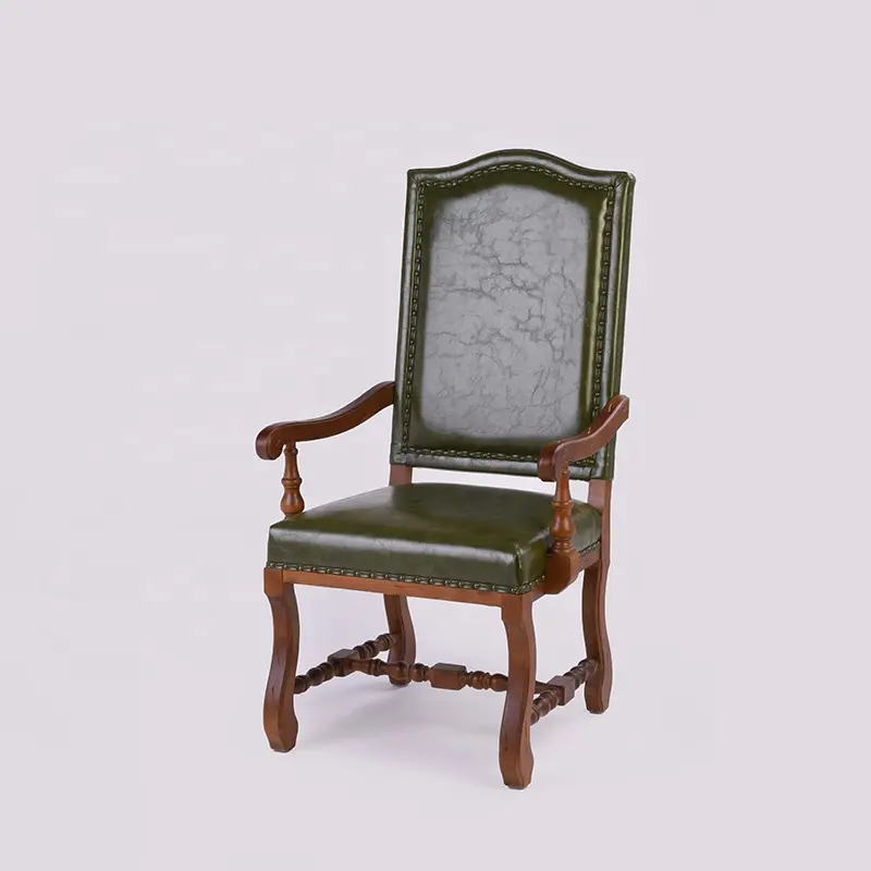 Sillas antiguas con marco de madera con respaldo alto, silla clásica tallada a mano para sala de estar ()