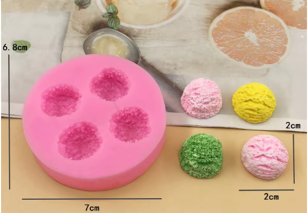 4 cavity mold 7*6.8*1.4cm 50g pink