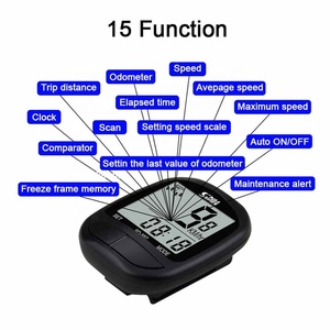 מד מרחק אופני רכיבה MTB חוטי, צג דיגיטלי <span class=keywords><strong>LCD</strong></span> למחשב אופניים, שעון עצר לרכיבה עמיד לגשם