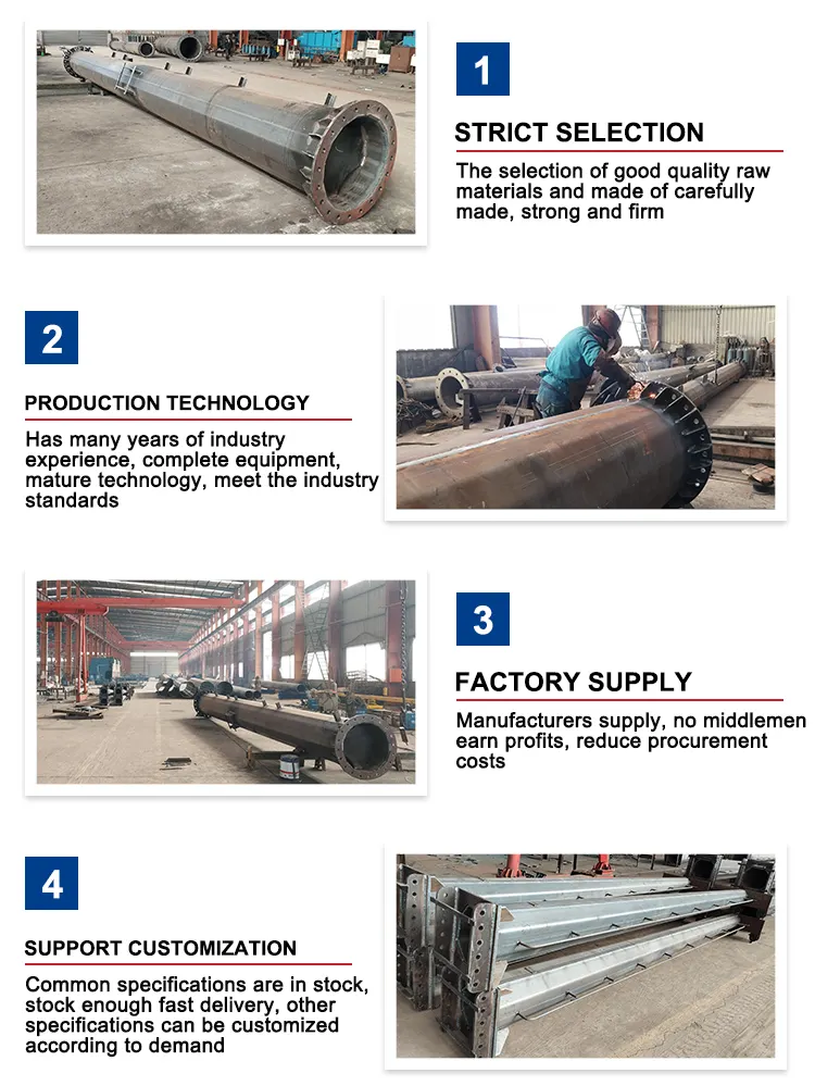 Poste telescópico eléctrico de acero de bajo precio Poste de energía eléctrica a la venta Torres y accesorios de Telecomunicaciones