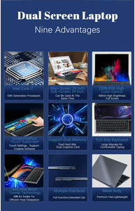 Logotipo personalizado DDR4 RAM 64GB SSD 1TB I7 10th Generation Dual Screen 16 + 14inch Computer Netbook