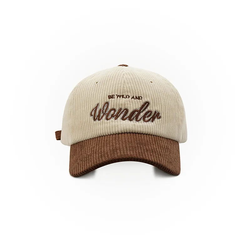 Chapeaux avec casquette de logo personnalisée mode vente en gros chapeau 6 panneaux velours côtelé sports d'hiver en plein air casquette de baseball chapeaux casquette de golf