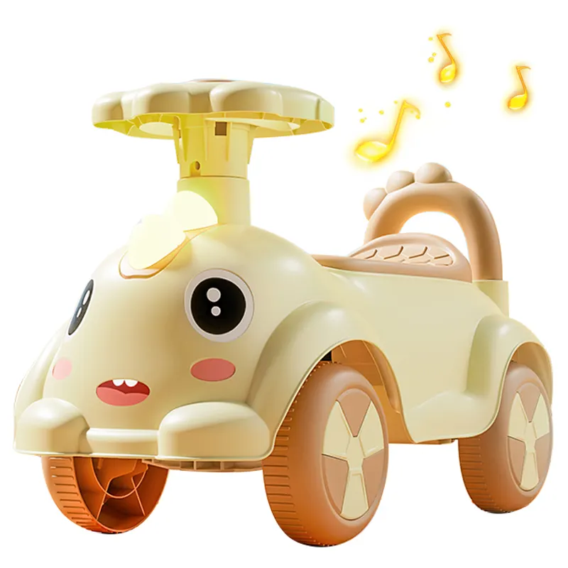 Red 4-Wheel Light Music Baby Swing Car Niños grandes Push Ride-On Toy para edades 1-3 Hecho de plástico duradero