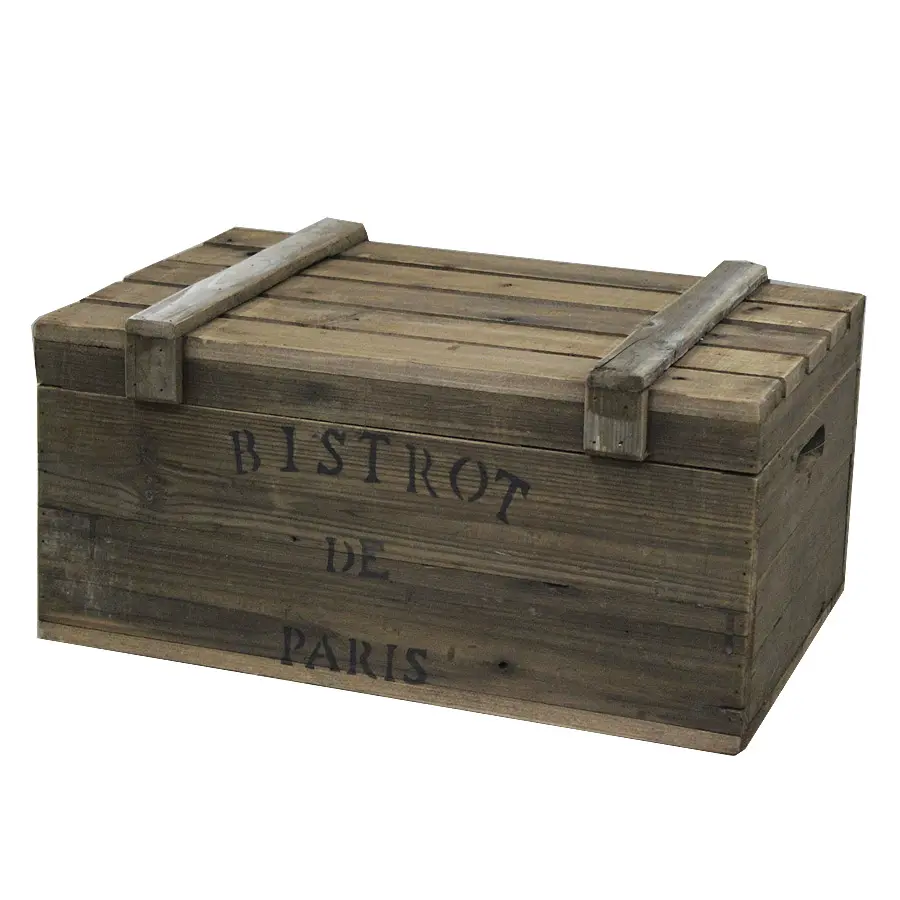 Caja de almacenamiento de madera para el hogar, accesorio Vintage hecho a mano con diseño de listón de maletero, multifunción