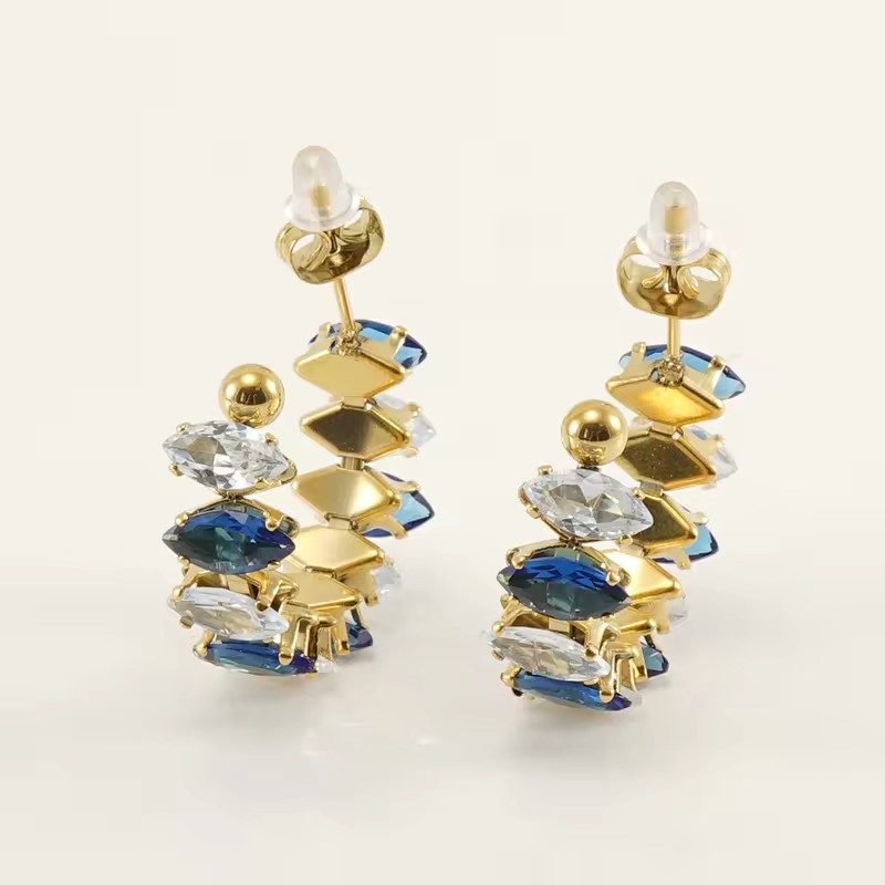 Interwhite blue-Boucles d'oreilles