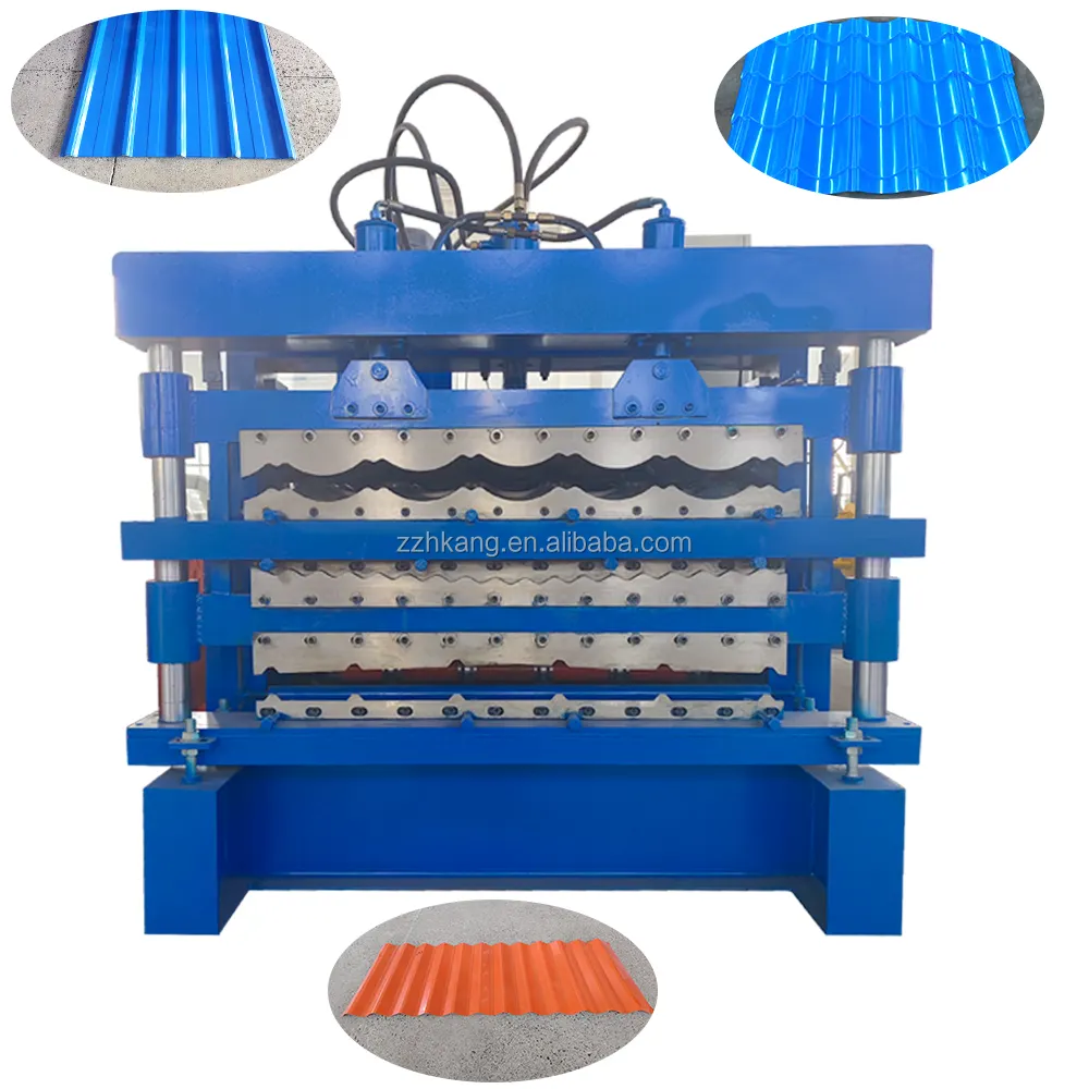 full automatic roof tile making machinery Ibr metal three layer roll forming machine corrugated glazed forming machine