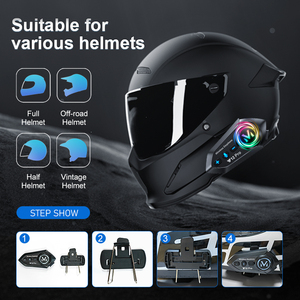 Y12 PRO Control de voz IPX6 Altavoz de casco inalámbrico a prueba de agua 500M Rango 2 Riders Intercom Auriculares de motocicleta con música Compartir - Product Image 6