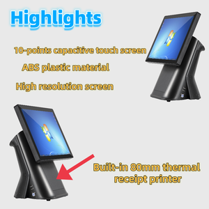 15 Polegada Tudo em Um Sistema Pos Impressora Embutida Caixa Registadora para Restaurante Design Elegante Máquina Pos Touch Screen