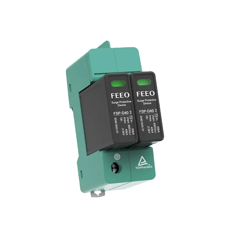 FEEO 2P 600VDC 800VDC 40KA Solar DC Dispositivo de protección contra sobretensiones DC SPD Solar PV Sistema fotovoltaico Protector contra sobretensiones