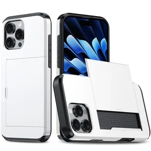 新款纯色手机壳IP16/15滑盖卡座外壳防震防摔钱包手机后盖 - Product Image 5