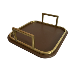 定制皮革托盘中密度纤维板矩形金属托盘桌面储物托盘 - Product Image 6