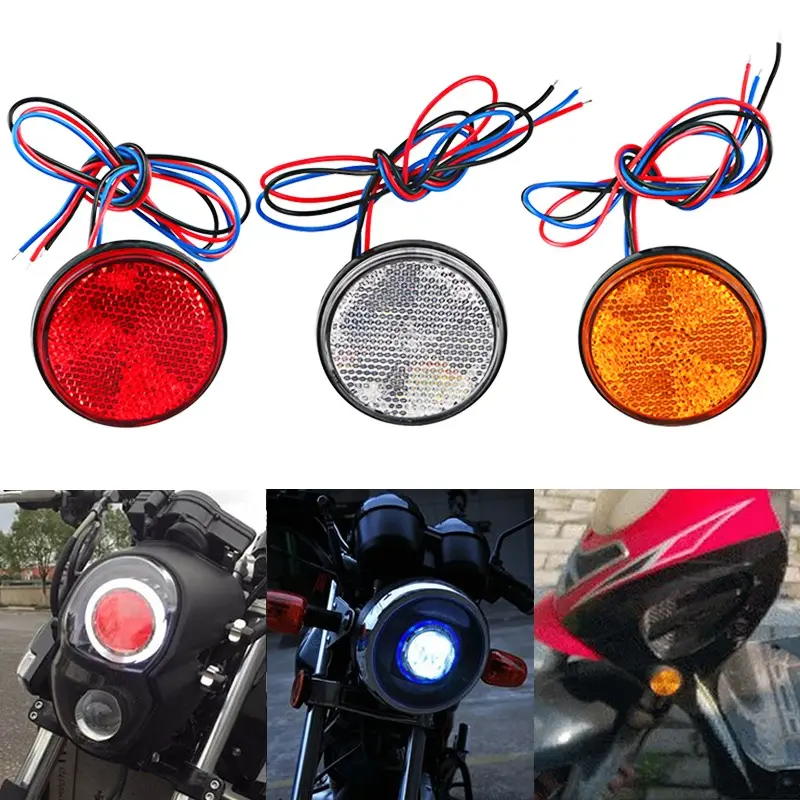 12V E24 Motorfiets Led Reflector Lamp Wit Rood Geel Ronde Achterste Rem Stop Marker Licht Voor Motor Scooter