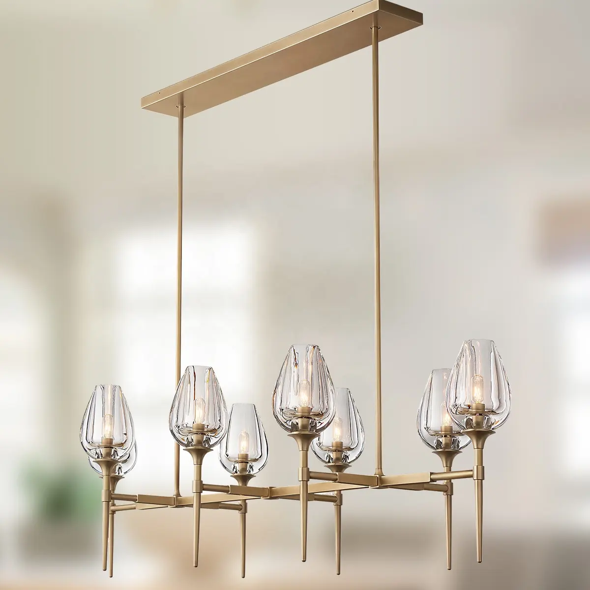 Современный медный тюльпан стеклянный абажур Люстра Потолочный светильник для гостиной столовой спальни кухня Остров фойе лобби