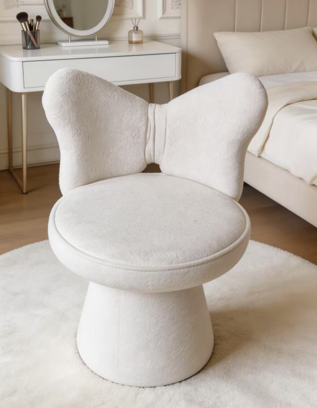 Velours chenille style seau blanc étoilé