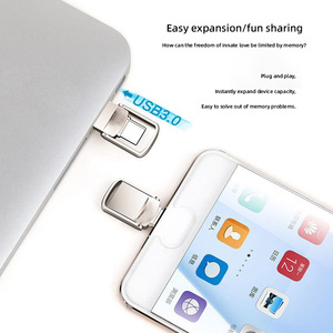 2024新的趋势2合1音乐闪存驱动器128GB金属USB 3.0 OTG移动笔式驱动器汽车USB闪存驱动器