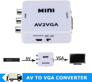 Calidad Mini VGA a Video Converter Monitor AV a VGA Video Converter RCA CVBS a VGA Adaptador 1080P 60Hz con Audio de 3,5mm