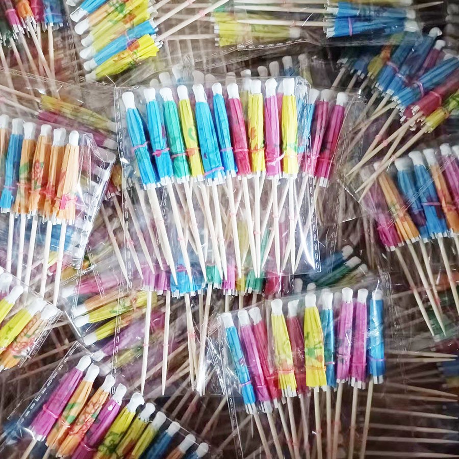 Colorful toothpick umbrellas, 10 per bag