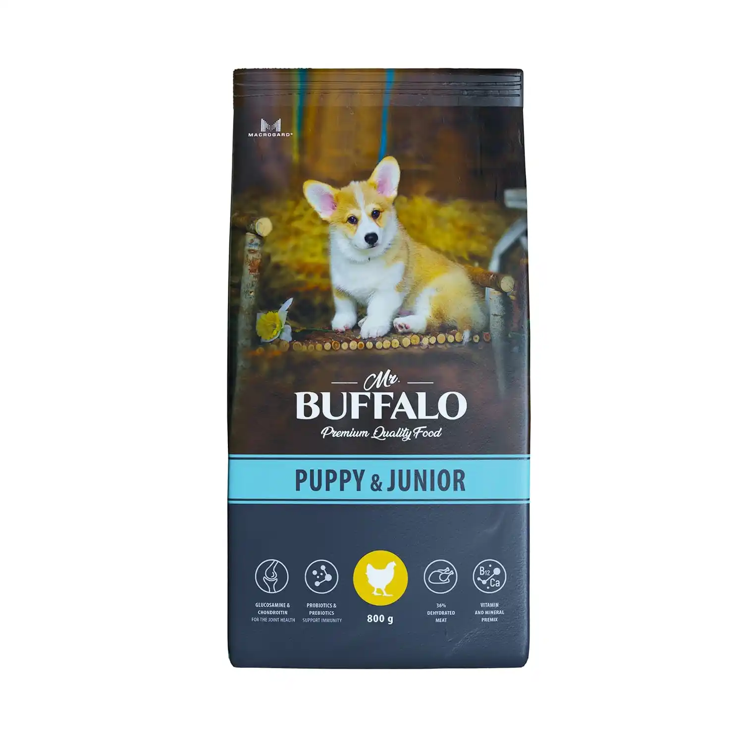 Mr. buffalo comida seca para cães, sabor de galinha, 0,8 kg premium, comida seca, saúde e nutrição para animais de estimação