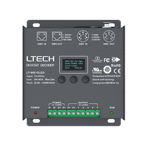 Ltech-Decodificador DMX 512 para iluminación de escenario, dispositivo de 8bit, 16bit, RGBWY, 5A, 5CH, Max.25A, Max.600W, XLR, RJ45, RDM - Product Image 2