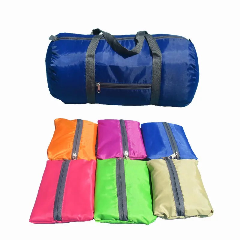 Polyester katlanır su geçirmez seyahat bagaj saklama çantası spor salonu çanta katlanabilir silindir çanta özel