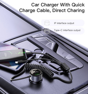 Y58 Yesido 60W Zinc Alloy Car <strong>Charger</strong> with 30W 1.2m Dual Port Fast Charging Spring Data Cable - Product Image 4