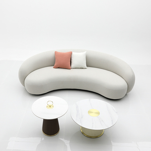 Canapé moderne à section en arc, tissu velours nuage, canapé 3 places pour réception d'hôtel, canapé d'attente dans le hall - Product Image 4