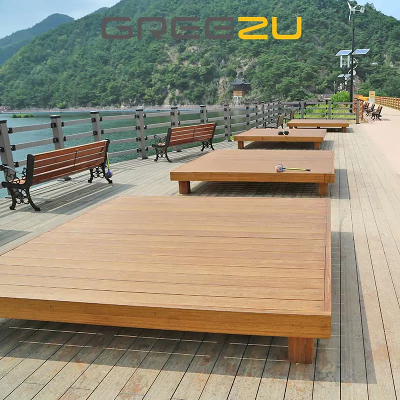 Greezu TAP & GO Outdoor balkon bambu keras dek tahan air bambu solid lantai untuk Kolam renang