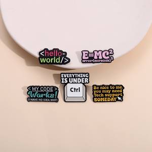 コンピュータプログラムコードエナメルピンカスタムHello World Brooches Lapel Badges Funny Jewelry Gift for Kids Friends - Product Image 6