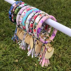Pu Bracelet <span class=keywords><strong>Key</strong></span> Chain Hoa Mẫu Đơn Hoa <span class=keywords><strong>Daffodil</strong></span> Rose Leather Bracelet Tassel Boho Cổ Tay Keychain Chủ Mexico - Product Image 2