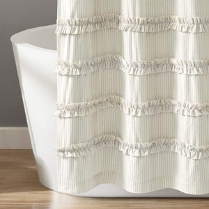 72x72 "Boho cotton cảm giác tắm tự nhiên Rèm Tắm sọc nối 4 Ruffle Rèm Tắm cho khách sạn - Product Image 4