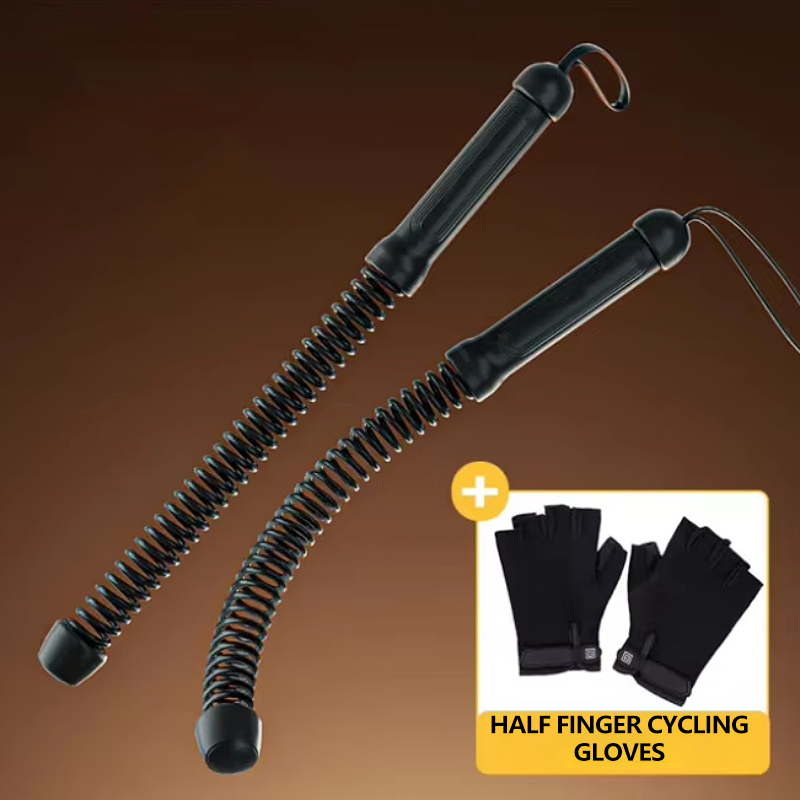 Black cordless battle rope + half finger gloves