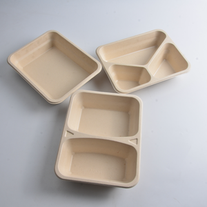 OEM Food Take <strong>Away</strong> Disposable Biodegradable <strong>4</strong> Compartments Lunch Container Sugarcane Bagasse Pulp Bento <strong>Box</strong> with Lid - Product Image 1