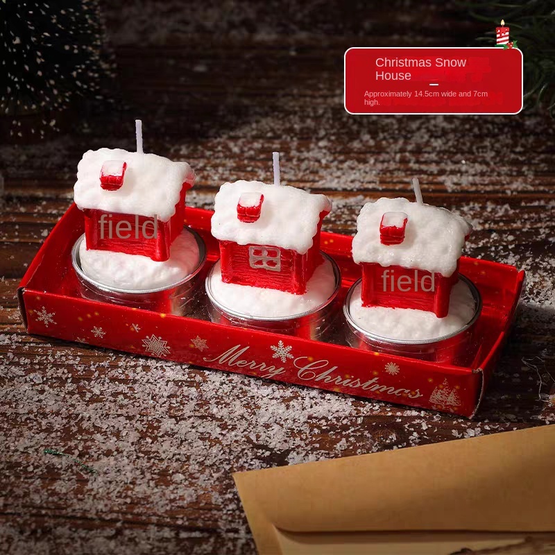 Boîte de bougies maison de neige de Noël WhiteO-3