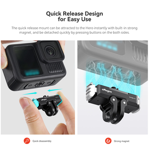 AMGISNメタルクイックリリースマウントGoProHero 13ブラッククイックリリースマウントベース2プロング & 1/4 "スレッドインターフェイス - Product Image 5