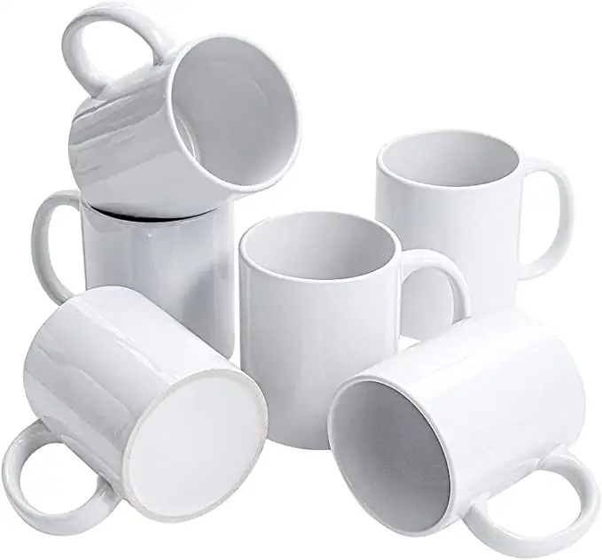 Armazém dos EUA 11 Oz 15 Oz Porcelana Plain Branco personalizado Logo Sublimação em branco 11 oz 15 oz Ceramic Cup Chá Canecas