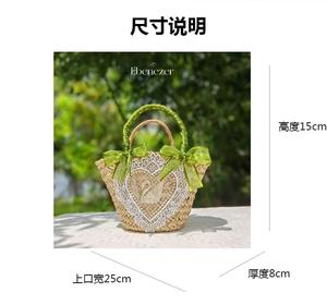 新款女士手提袋批发100% 天然纸麦草手提袋超大款时尚帆布藤袋