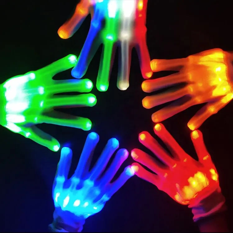 Gants lumineux pour halloween, accessoire de haute qualité, flash, à led, squelette, pour la danse, cadeau de noël,