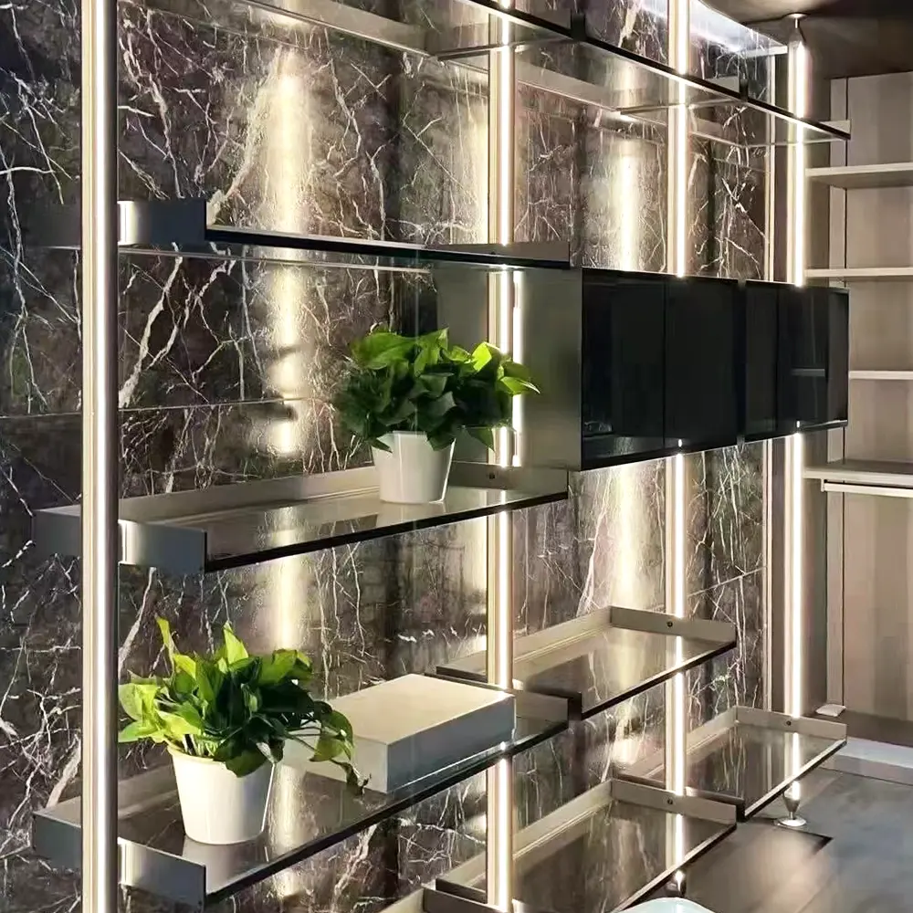 Furnitur kamar tidur desain Celling dinding di lemari aksesoris kolom lemari pakaian sistem rak tiang Aluminium untuk rumah