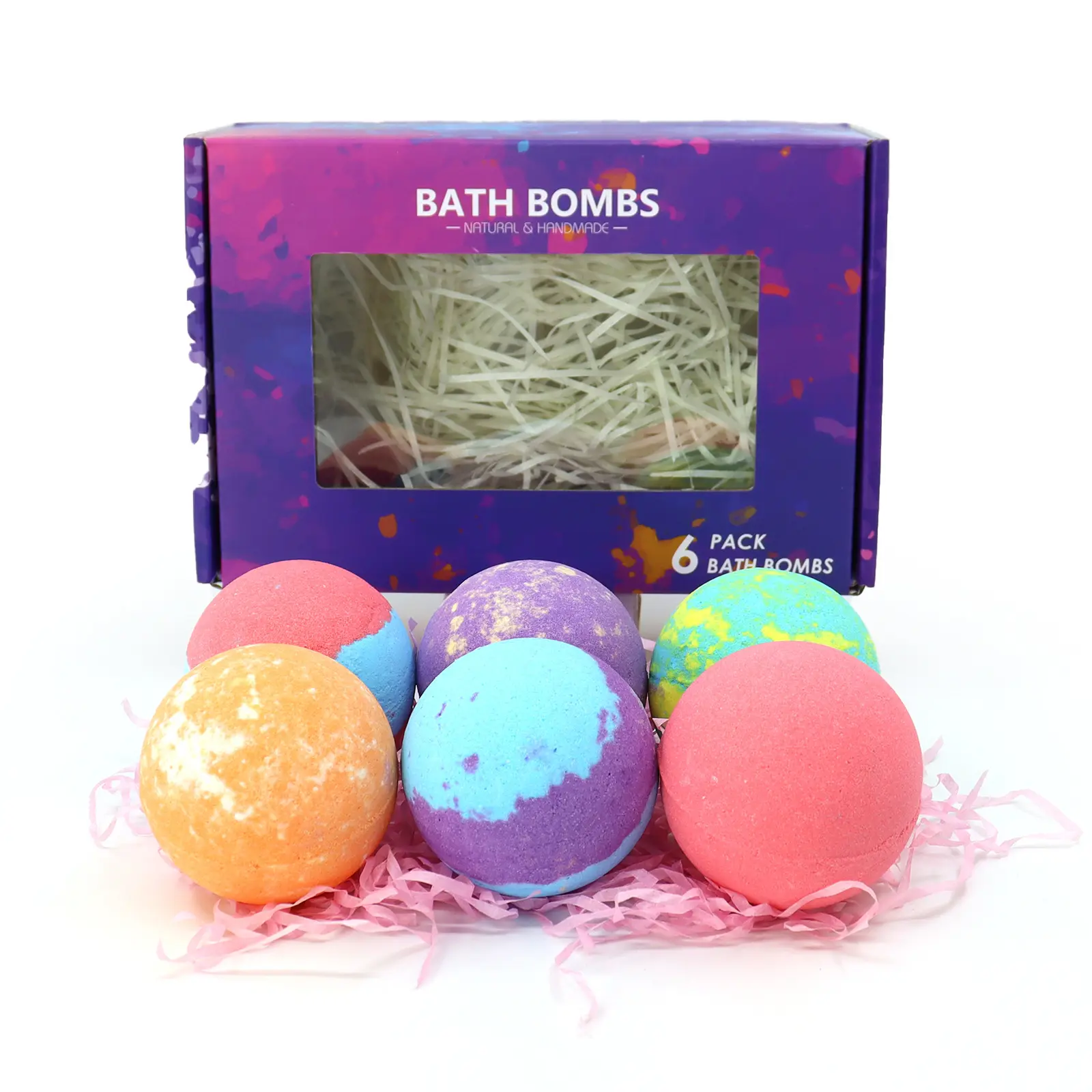 Conjunto de bombas de baño orgánicas veganas naturales con ingredientes naturales para relajarse