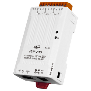 TGW-735 minuscolo Gateway da Modbus TCP a RTU/ASCII con PoE e serie di RS-485 a 3 porte per ICP DAS - Product Image 6