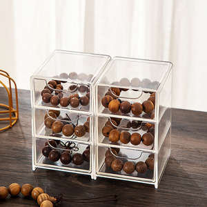 Cajón de plástico transparente con precio de fábrica al por mayor, caja de almacenamiento con mango de cuerda, compartimentos a prueba de polvo, uso de joyería para dormitorio, PS - Product Image 6