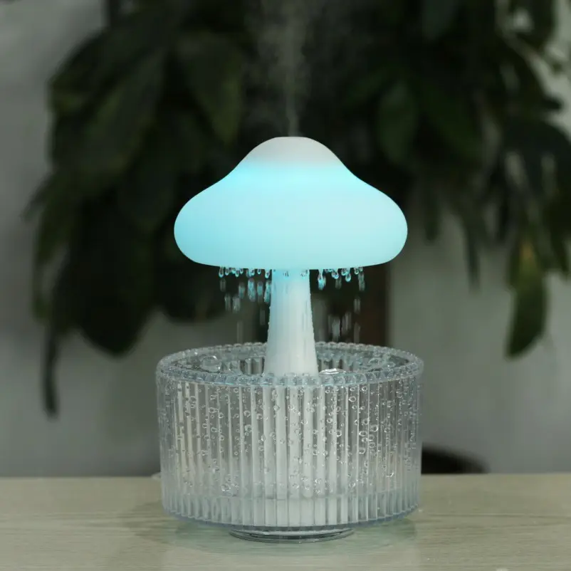가정용 7 색 문 램프 아로마 테라피 디퓨저 에어 버섯 빗방울 가습기 에센셜 오일 용