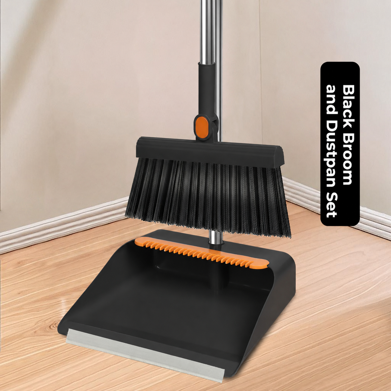 Black Broom and Dustpan Set
