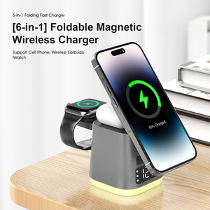 Toptan birden fazla cihaz 5 in 1 kablosuz şarj istasyonu ile Apple Iwatch Airpods için çalar saat - Product Image 3