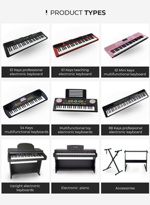 Teclado de piano digital de demostración 50, de 61 teclas teclado electrónico, instrumento de teclado Musical rojo con tecla de respuesta táctil y LCD - Product Image 5