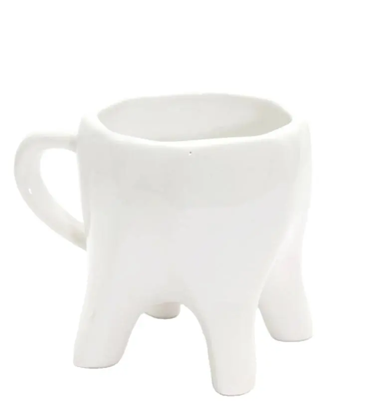 Taza de café de cerámica blanca personalizada, Cerámica en forma de diente, tazas crazy